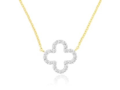 Picture of 14k Yellow Gold Open Clover Motif Diamond Pendant