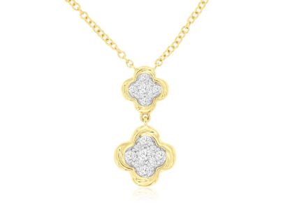 Picture of 14k Yellow Gold Diamond Clovers Motif Pendant