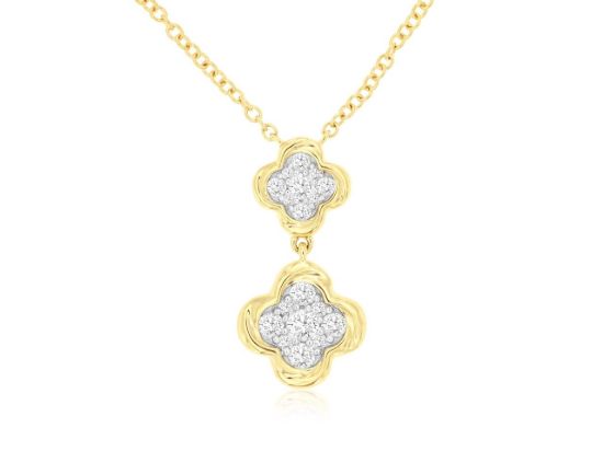 Picture of 14k Yellow Gold Diamond Clovers Motif Pendant