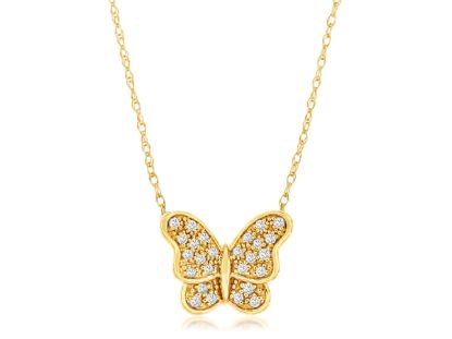 Picture of 14k Yellow Gold Diamond Butterfly Pendant