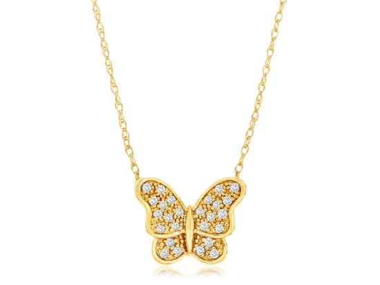 Picture of 14k Yellow Gold Diamond Butterfly Pendant