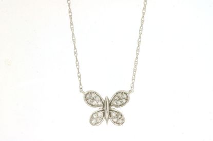 Picture of 14k White Gold Diamond Butterfly Pendant