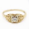 Picture of Antique 1930s Two-Tone Gold & Diamond Engagement Ring with Floral Motifs