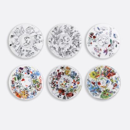 Picture of New Set of 6 Coupe Salad Plates 8.3", Opéra Garnier Ceiling (1963)