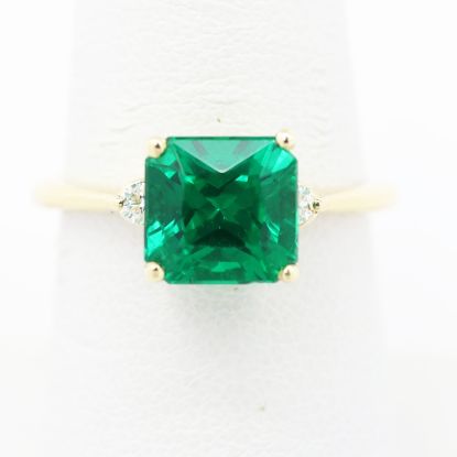 Picture of 14k Yellow Gold Emerald & Diamond Ring