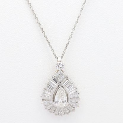 Picture of Platinum Pear Cut & Diamond Halo Pendant
