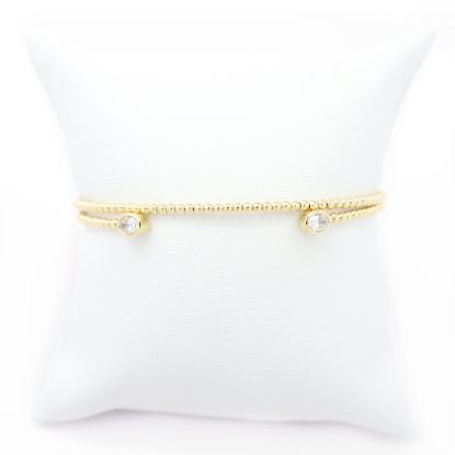 Picture of 14k Yellow Gold Diamond Flexible Bypass Bangle Bracelet