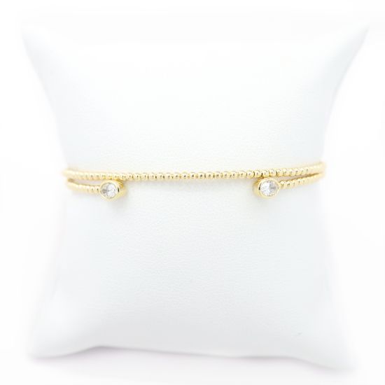 Picture of 14k Yellow Gold Diamond Flexible Bypass Bangle Bracelet