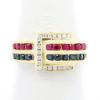 Picture of 14K Yellow Gold Diamond, Ruby & Sapphire Ring