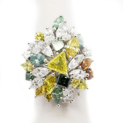 Picture of Platinum Ring with Multi-Color Diamonds
