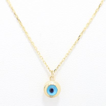 Picture of 14k Yellow Gold Glass Evil Eye Necklace