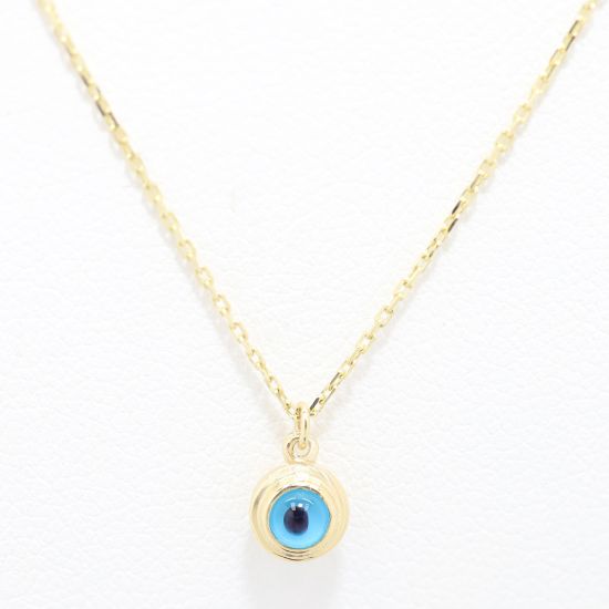 Picture of 14k Yellow Gold Glass Evil Eye Necklace