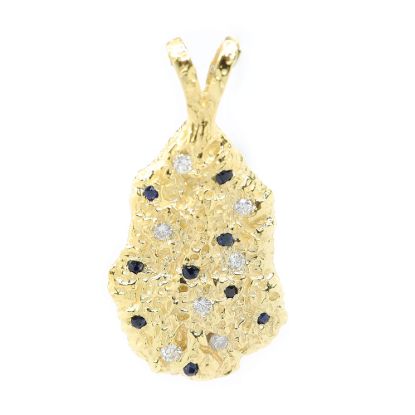 Picture of 14k Yellow Gold Diamond & Sapphire Nugget Pendant