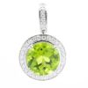 Picture of 18k White Gold Round Peridot & Diamond Halo Pendant
