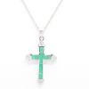 Picture of 14k White Gold Diamond & Emerald Cross Pendant