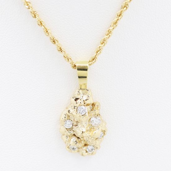 Picture of 14k Yellow Gold Diamond Nugget Pendant