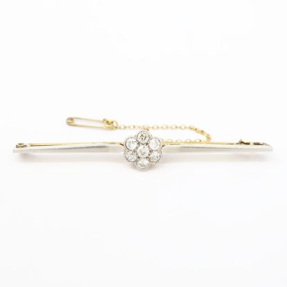 Picture of Antique 15k Yellow Gold Diamond Flower Pin