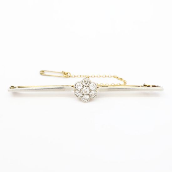 Picture of Antique 15k Yellow Gold Diamond Flower Pin