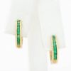 Picture of 14k Yellow Gold Emerald Hoop Earrings