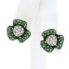Picture of 18k White Gold Pavé Set Tsavorite Garnet & Diamond Flower Earrings