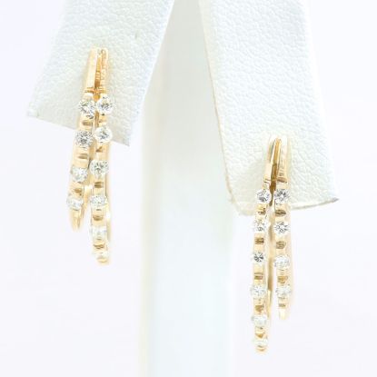 Picture of 14k Yellow Gold Double Hoop Diamond Earrings