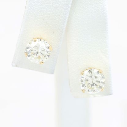 Picture of 14k Yellow Gold Brilliant Diamond Solitaire Earring Studs