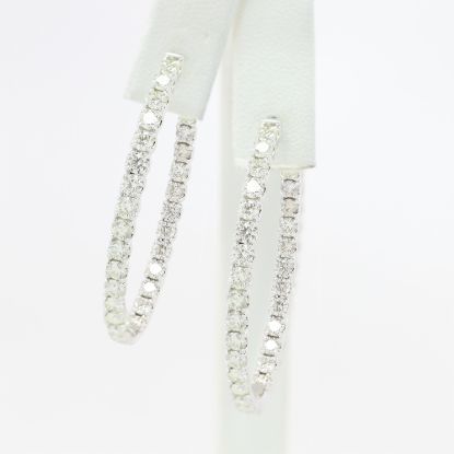 Picture of 14k White Gold Oval Diamond Hoop Earrings