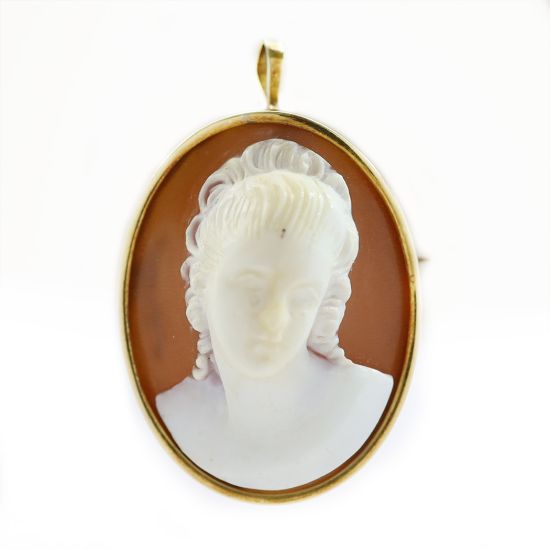 Picture of Antique 18k European High Relief Shell Cameo Brooch/Pendant